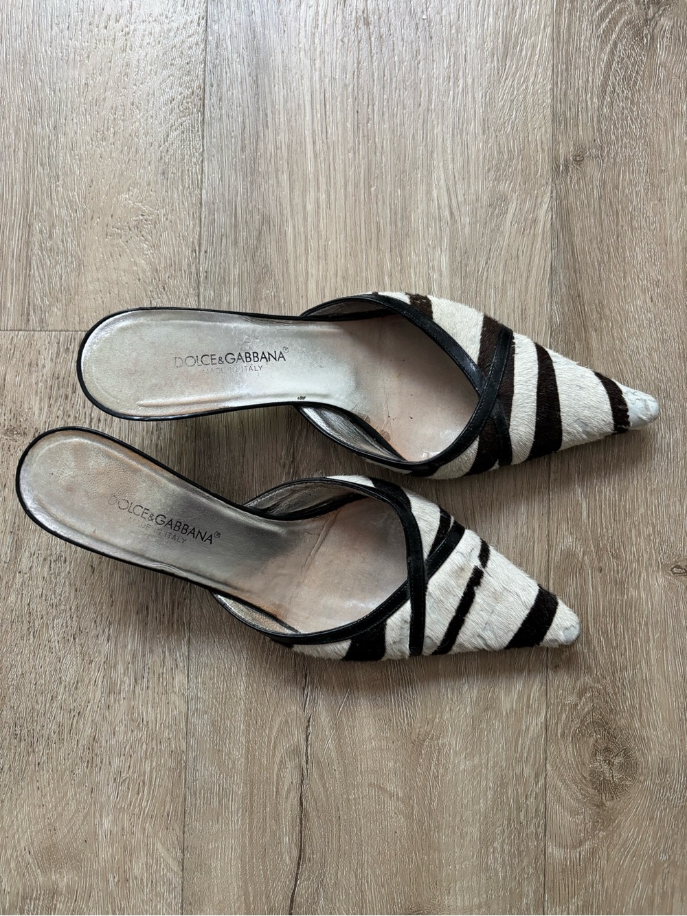 Dolce & Gabbana Black and White Zebra Kitten Heels